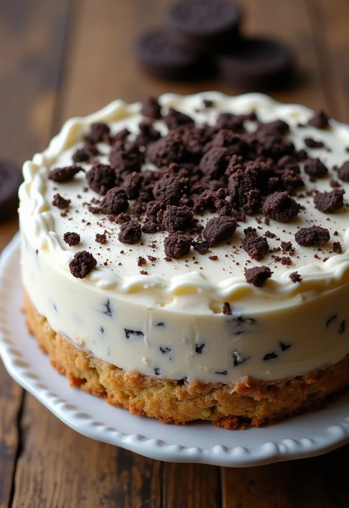 10 Cookie Cake Aesthetic Ideas That Will Make Your Dessert Dreams Come True! - 7. Cookies & Cream Cookie Cake