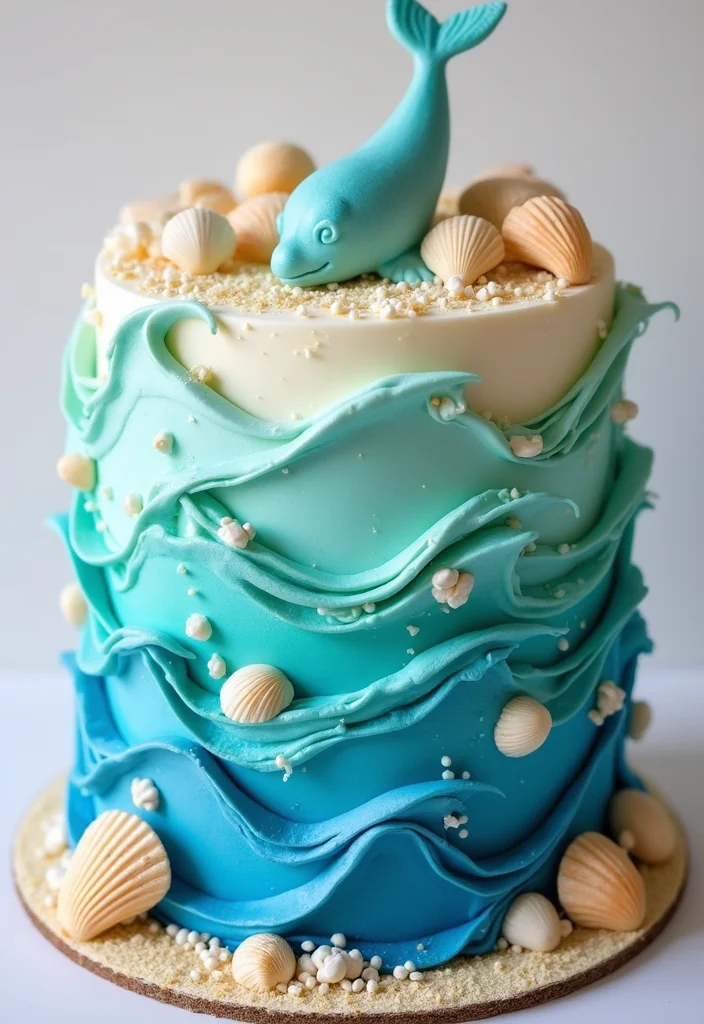 10 Stunning Painting Cake Ideas That Will Blow Your Mind (You Won't Believe #4!) - 3. Ocean Wave Wonder