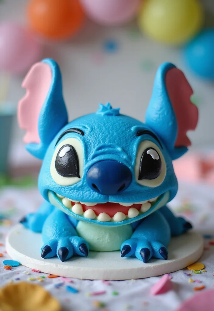 10 Stunning Stitch Birthday Cake Ideas That Will Steal the Show! - 1. Whimsical Stitch Face Cake