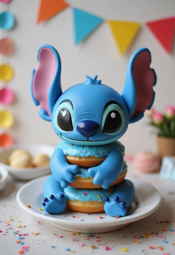 10 Stunning Stitch Birthday Cake Ideas That Will Steal the Show! - 8. Stitch Doughnut Cake
