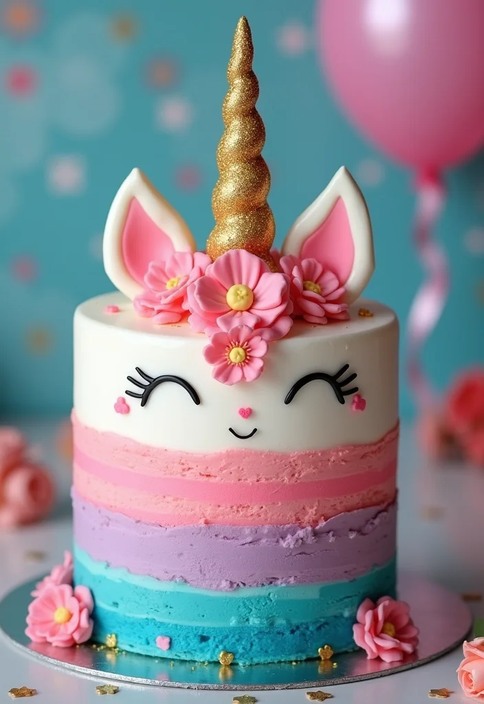 11 Cutest Unicorn Cakes Ever - 3. Magical Unicorn Layer Cake