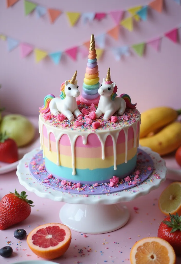 11 Cutest Unicorn Cakes Ever - 6. Unicorn Drip Cake