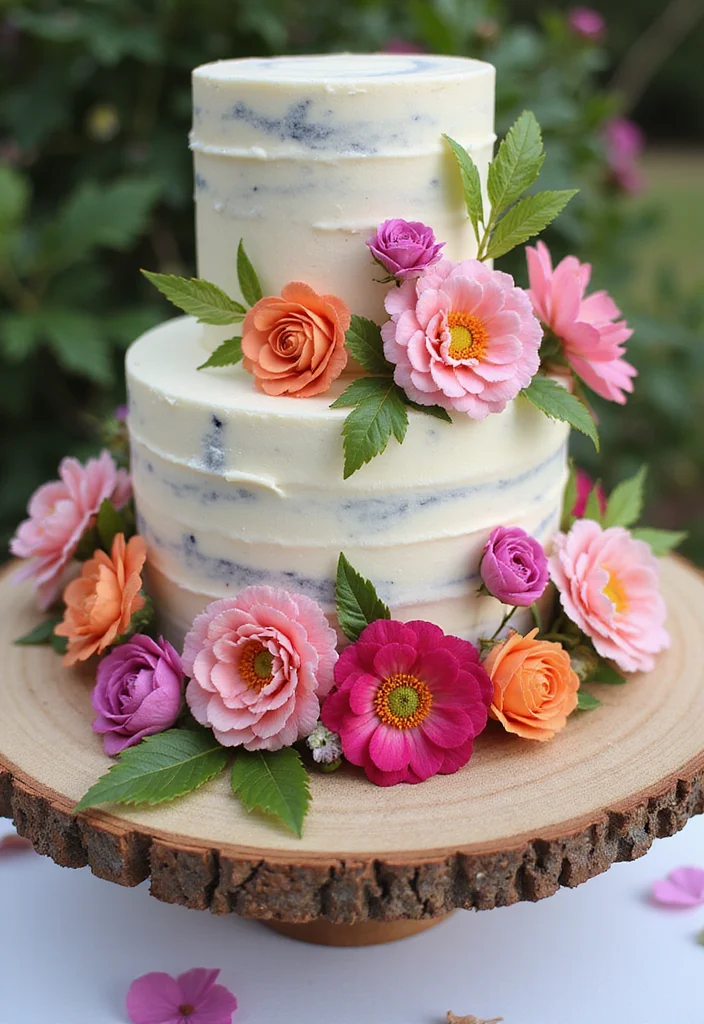 11 Elegant Cake Board Craft Ideas That Transform Your Dessert Table (Incredible #2!) - 1. Floral Elegance