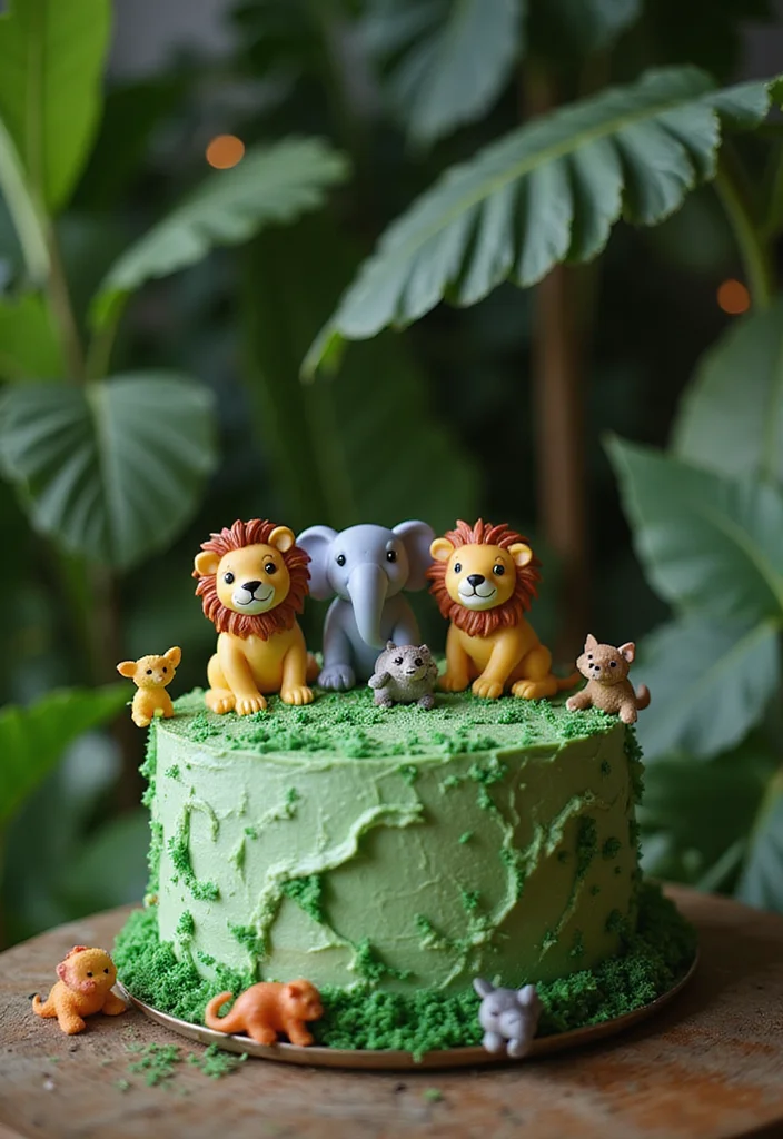 11 Simple Yet Fun Birthday Cakes for Boys That Will Steal the Show! - 7. Jungle Safari Cake