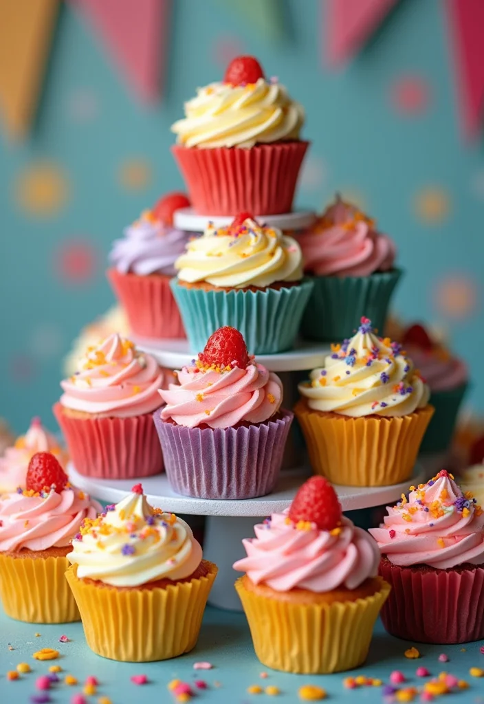 11 Trendy Baby Dedication Cake Styles That Are Taking Over (Wait Until You See #9!) - 11. Creative Cupcake Towers