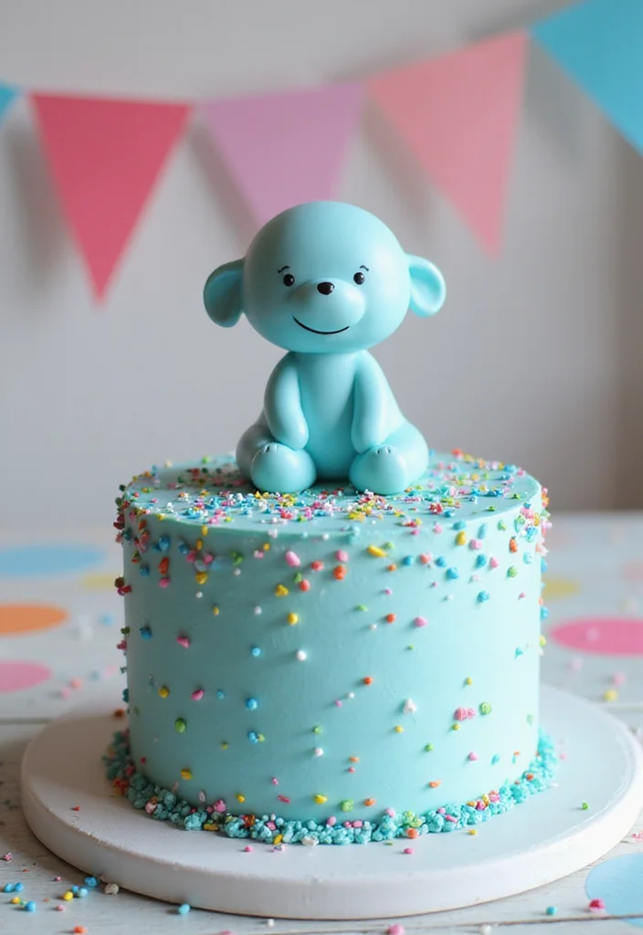 12 Blue Cake Ideas That Will Make Your Special Occasions Unforgettable (You’ll Love #3!) - 6. Baby Blue Sprinkle Cake