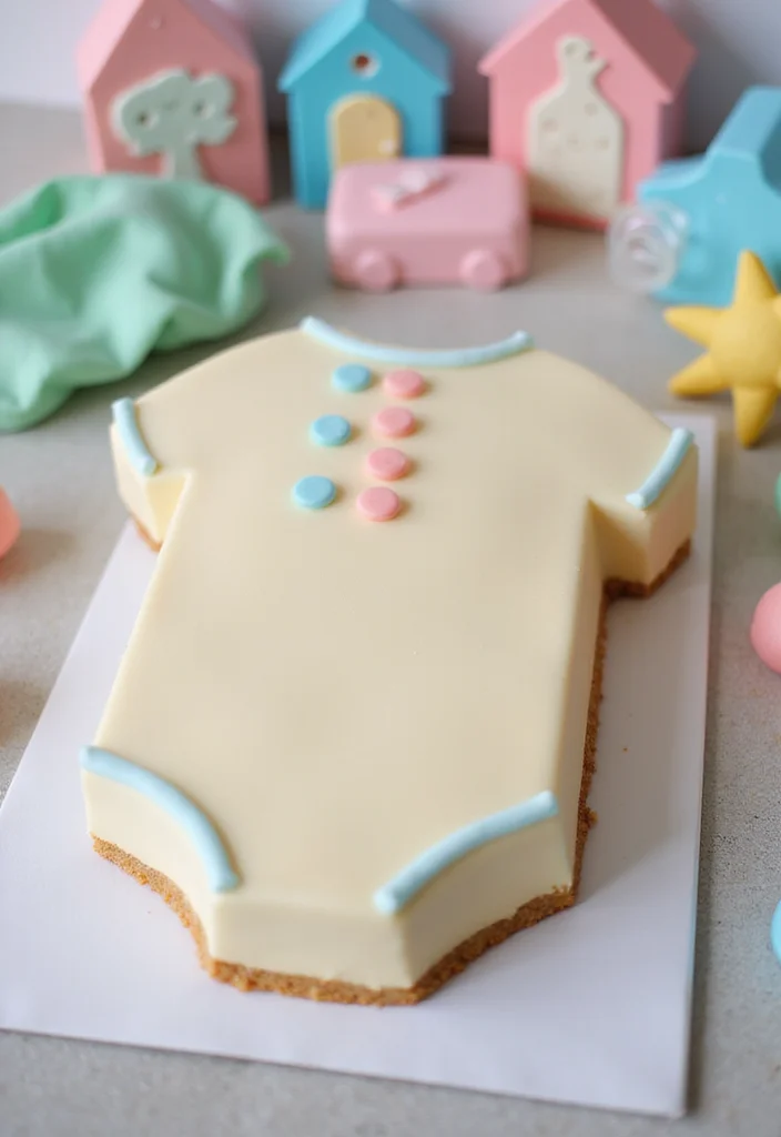12 DIY Baby Shower Cake Ideas You Can Make at Home! - 7. Cute Baby Onesie Cake