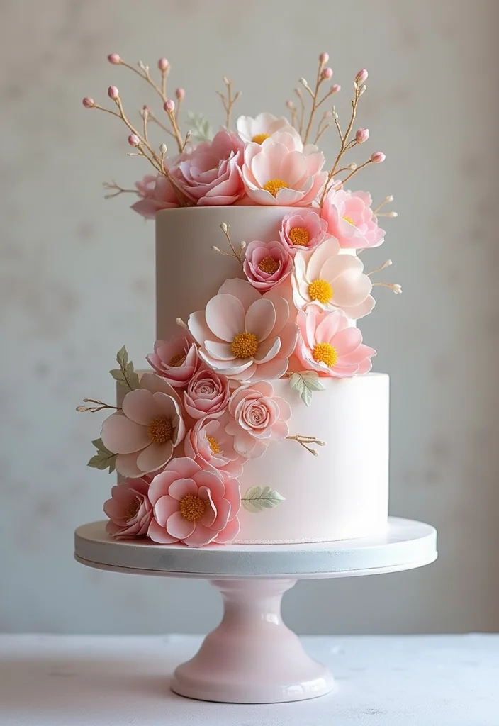 12 Elegant 17th Birthday Cake Designs You Need to See to Believe (#3 Is a Must-See!) - 1. Elegant Floral Cascade Cake