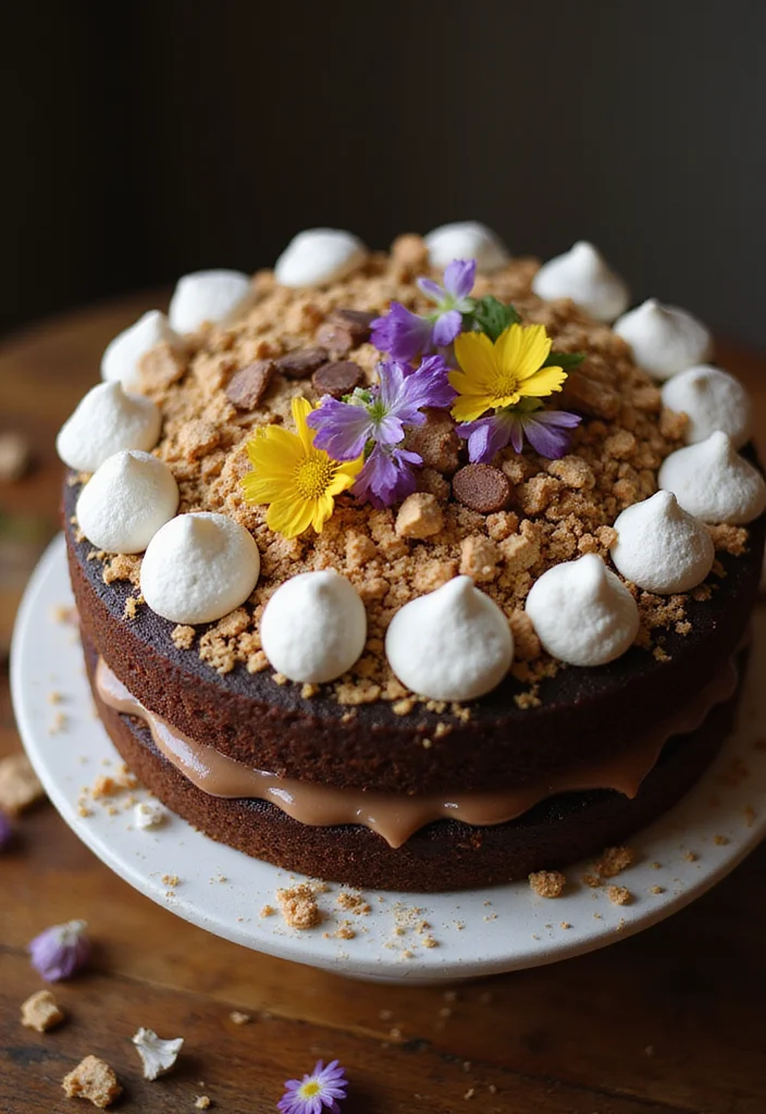 12 Gorgeous Birthday Cakes with Flowers Perfect for Any Celebration! - 11. S'mores Floral Cake