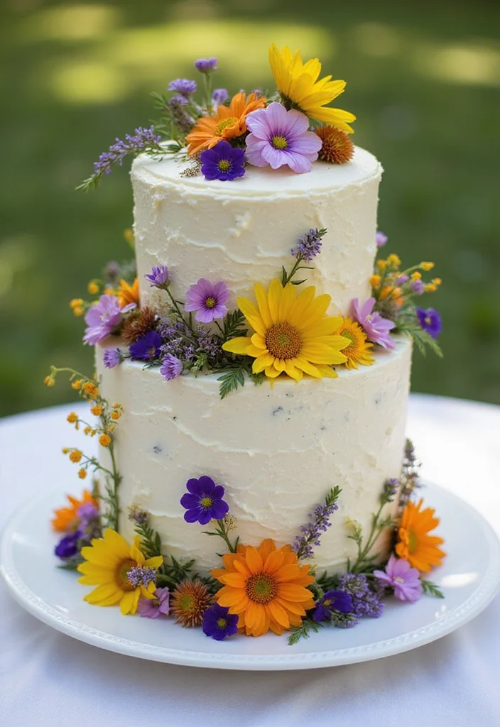 12 Gorgeous Birthday Cakes with Flowers Perfect for Any Celebration! - 2. Whimsical Wildflower Cake