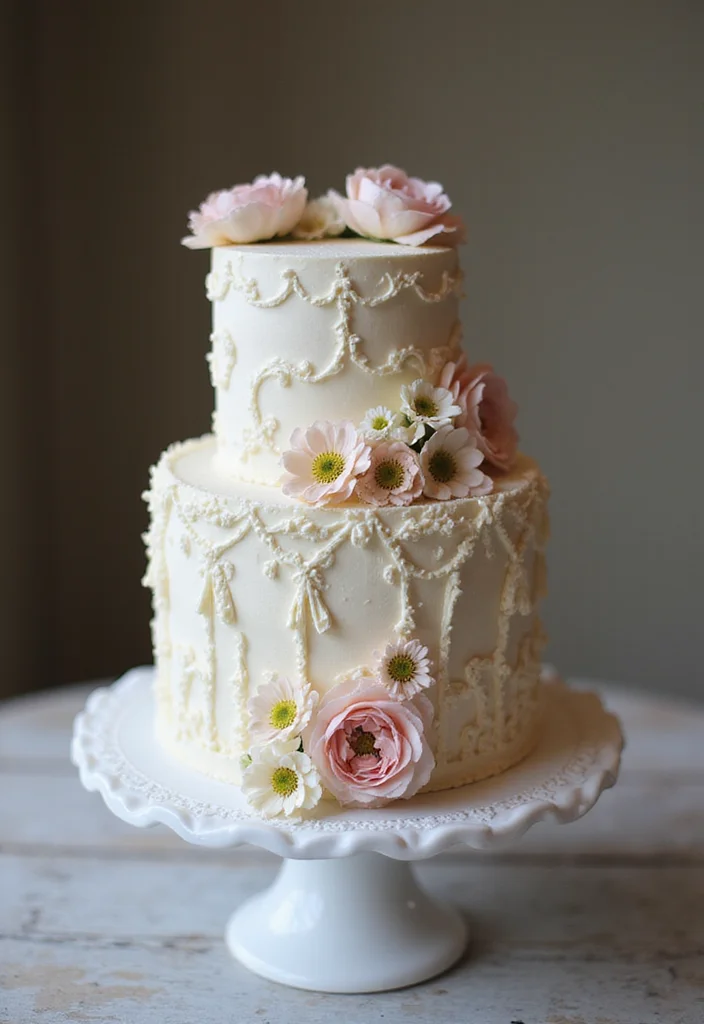 12 Gorgeous Birthday Cakes with Flowers Perfect for Any Celebration! - 5. Vintage Buttercream Floral Cake