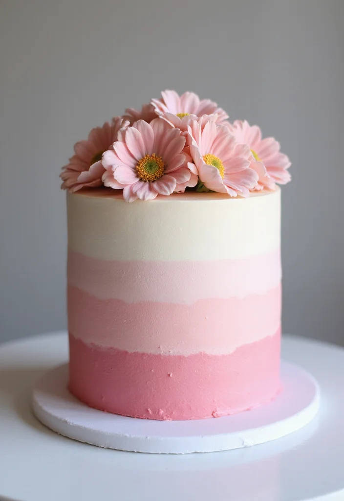 12 Gorgeous Birthday Cakes with Flowers Perfect for Any Celebration! - 7. Ombre Flower Cake