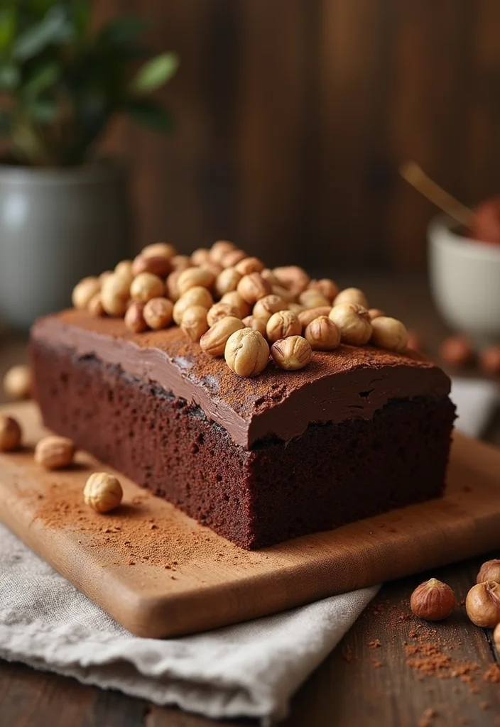 12 Stylish Rectangle Cakes for Men That Are Perfect for Any Celebration! - 10. Rustic Chocolate Hazelnut Cake
