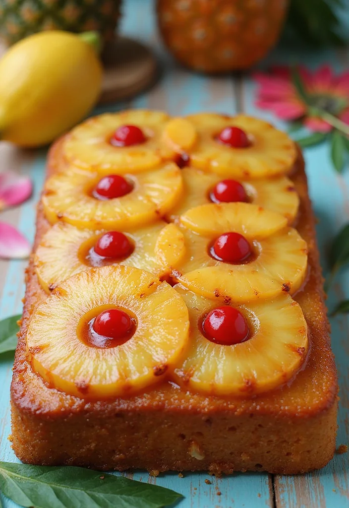 12 Stylish Rectangle Cakes for Men That Are Perfect for Any Celebration! - 5. Tropical Pineapple Upside-Down Cake
