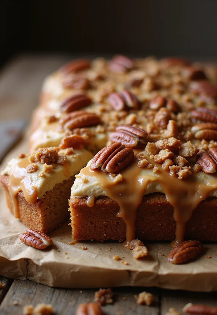 12 Stylish Rectangle Cakes for Men That Are Perfect for Any Celebration! - 7. Decadent Caramel Pecan Cake