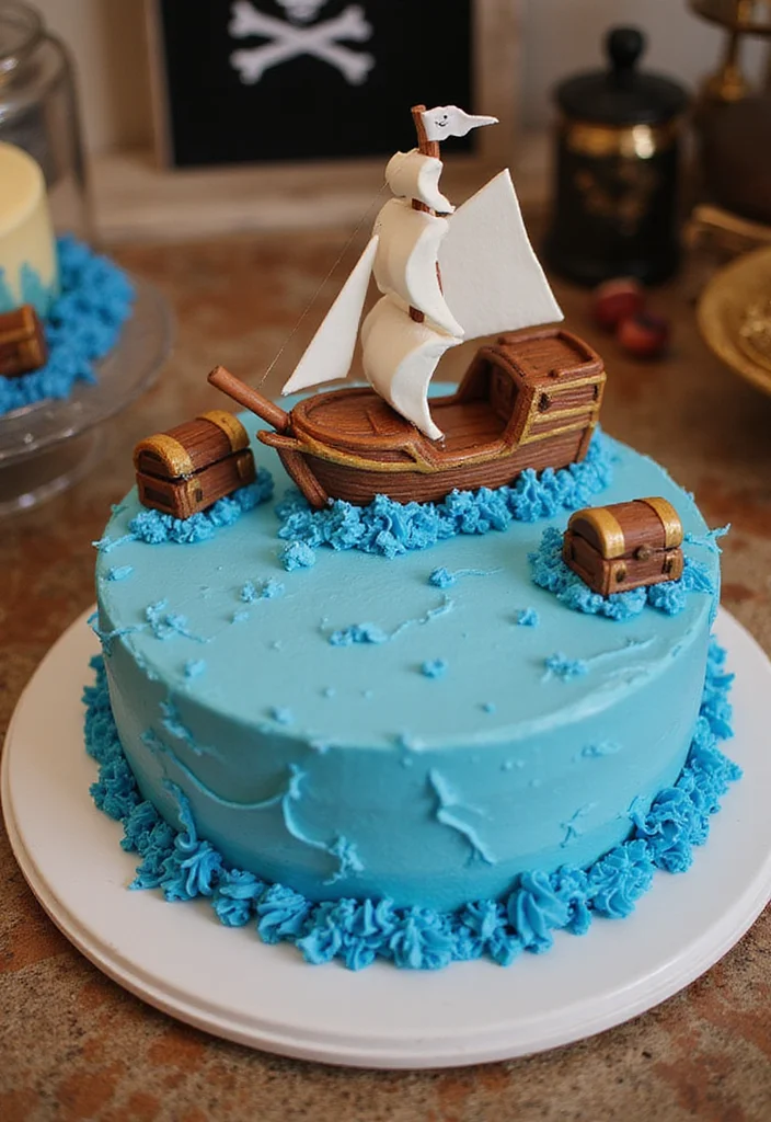 13 Fun Birthday Cakes for Boys That Are Perfect for Their 13th Celebration (You Have to See #3!) - 9. Pirate Adventure Cake