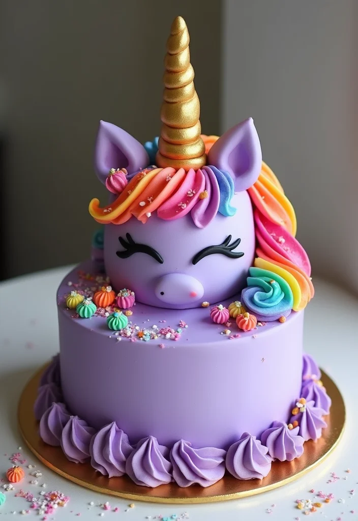 14 Creative Purple Birthday Cake Ideas That Match Your Party Theme Perfectly! - 5. Purple Unicorn Cake