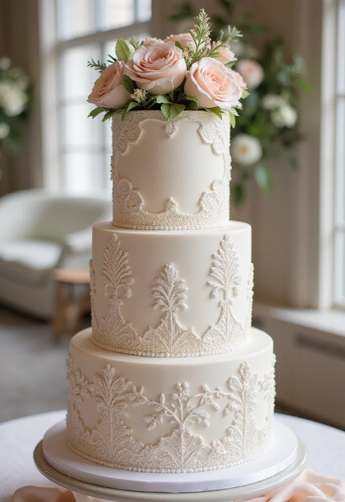 14 Storybook Fairytale Wedding Cakes That Are Straight Out of a Dream (Get Inspired!) - 7. Vintage Lace Cake