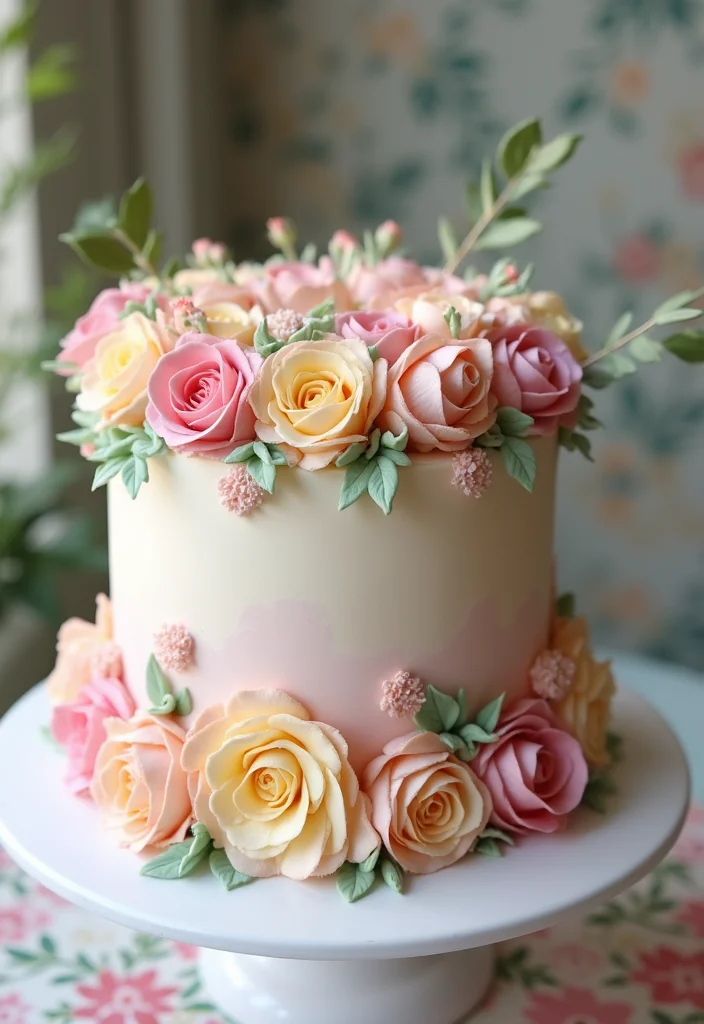 14 Unique Baby Shower Cakes That Are Pure Magic (Check Out #9 for Inspiration!) - 6. Charming Floral Cake