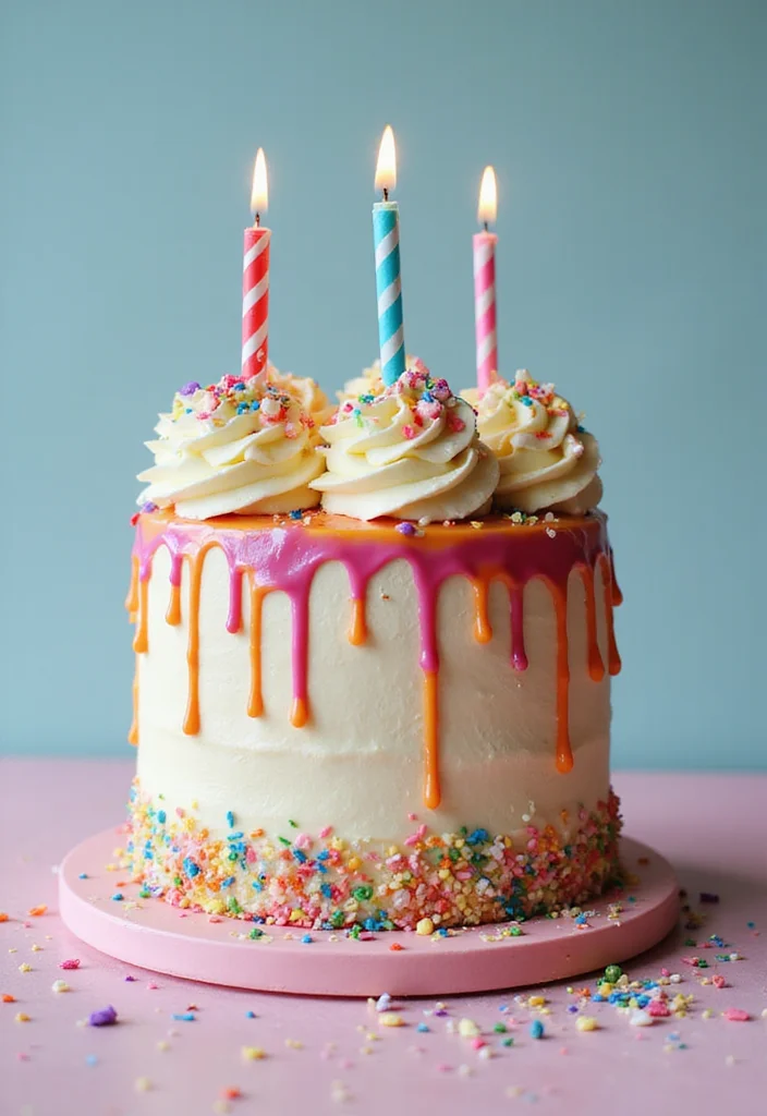 15 Art Birthday Cakes That Will Inspire Your Next Birthday Party (You’ll Love #5!) - 10. Whimsical Drip Art