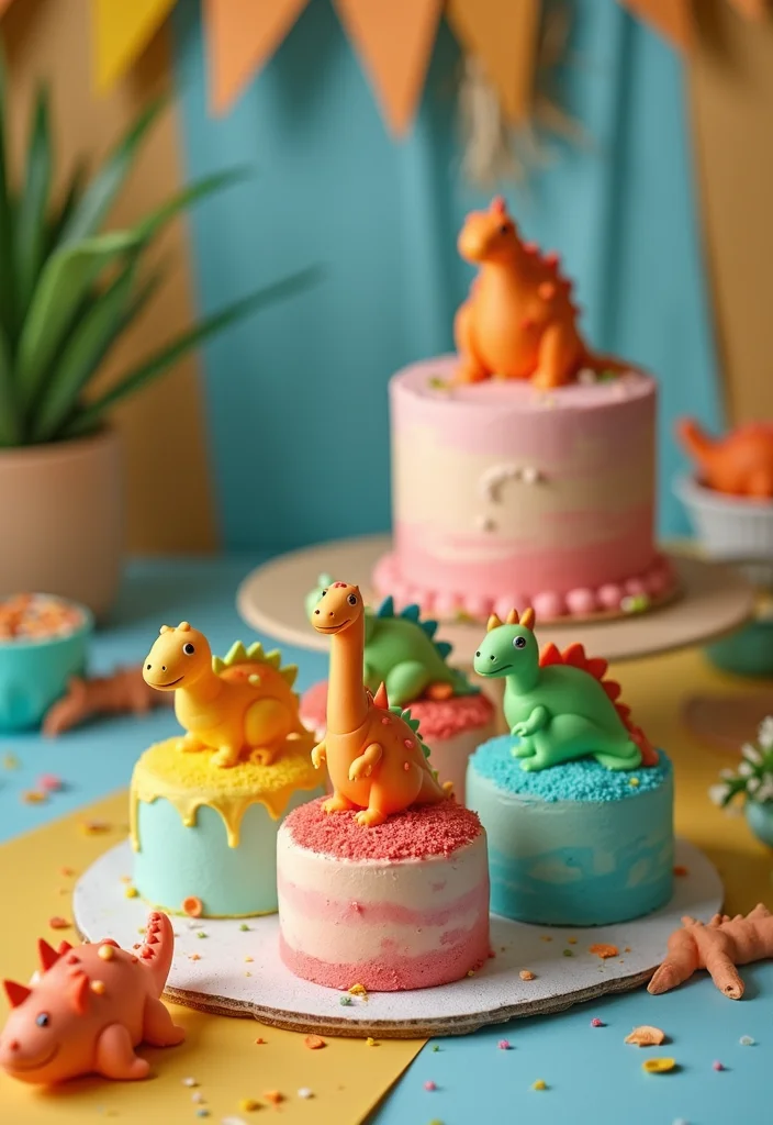 15 Stunning Dinosaur Cakes That Are Almost Too Cute to Eat (Wait Until You See #15!) - 8. Mini Dino Smash Cakes