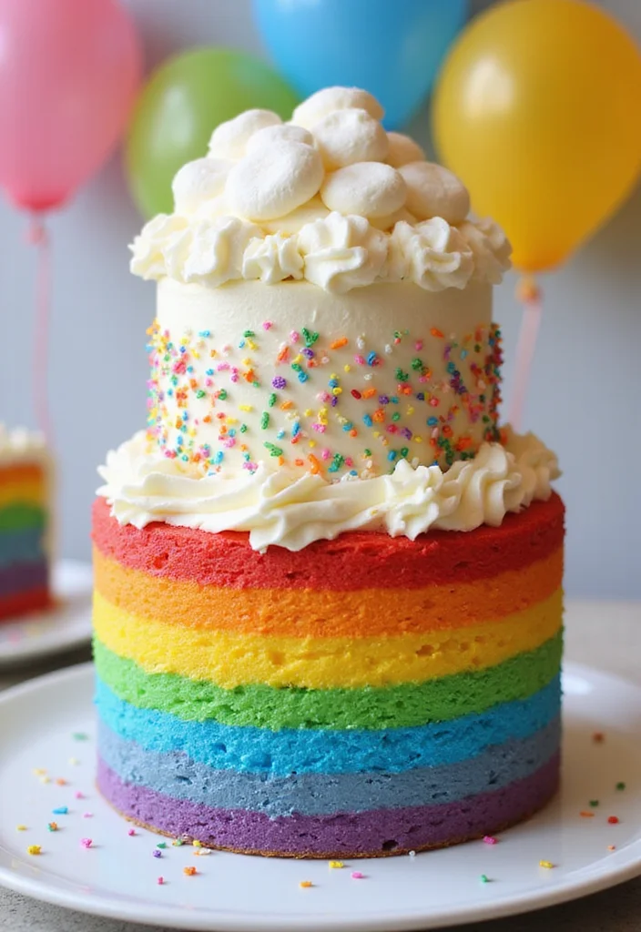 16 Adorable Two-Tier Birthday Cakes for Kids That'll Make Their Day Extra Special (Don't Miss #2!) - 15. Magical Rainbow Cake
