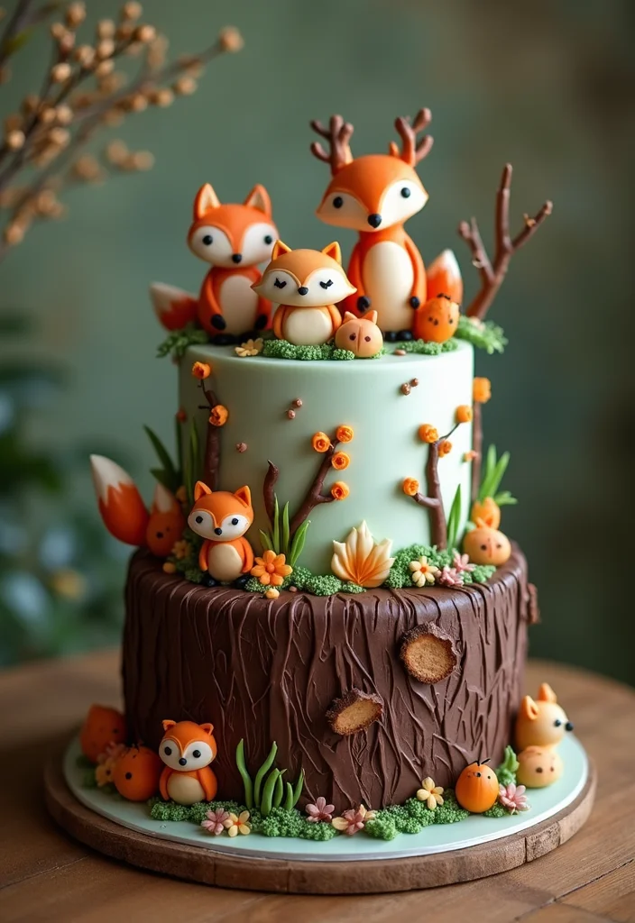 16 Adorable Two-Tier Birthday Cakes for Kids That'll Make Their Day Extra Special (Don't Miss #2!) - 6. Woodland Creatures Cake