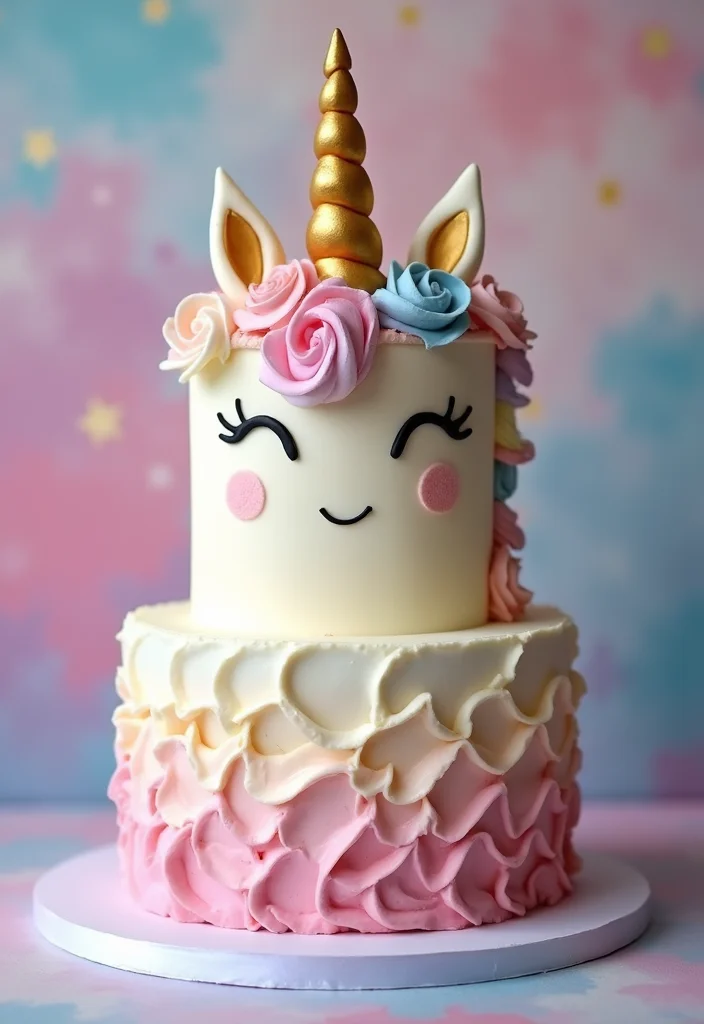 16 Adorable Two-Tier Birthday Cakes for Kids That'll Make Their Day Extra Special (Don't Miss #2!) - 7. Magical Unicorn Cake