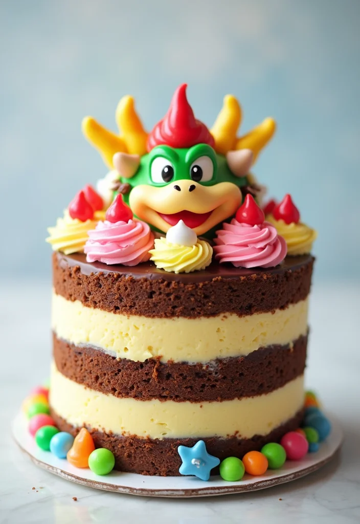 16 Super Mario Cake Tutorials That Will Impress Every Gamer at Your Party! - 15. Bowser Jr.'s Mischief Cake