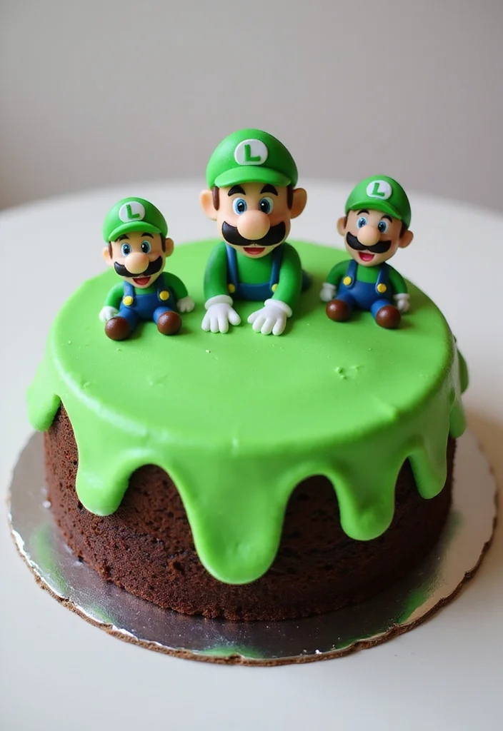 16 Super Mario Cake Tutorials That Will Impress Every Gamer at Your Party! - 9. Luigi's Green Machine Cake