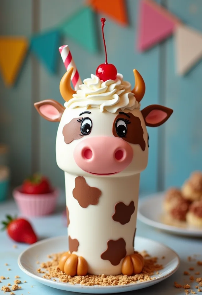 19 Creative Cow Cake Ideas for the Ultimate DIY Baking Adventure! - 18. Cow Milkshake Cake