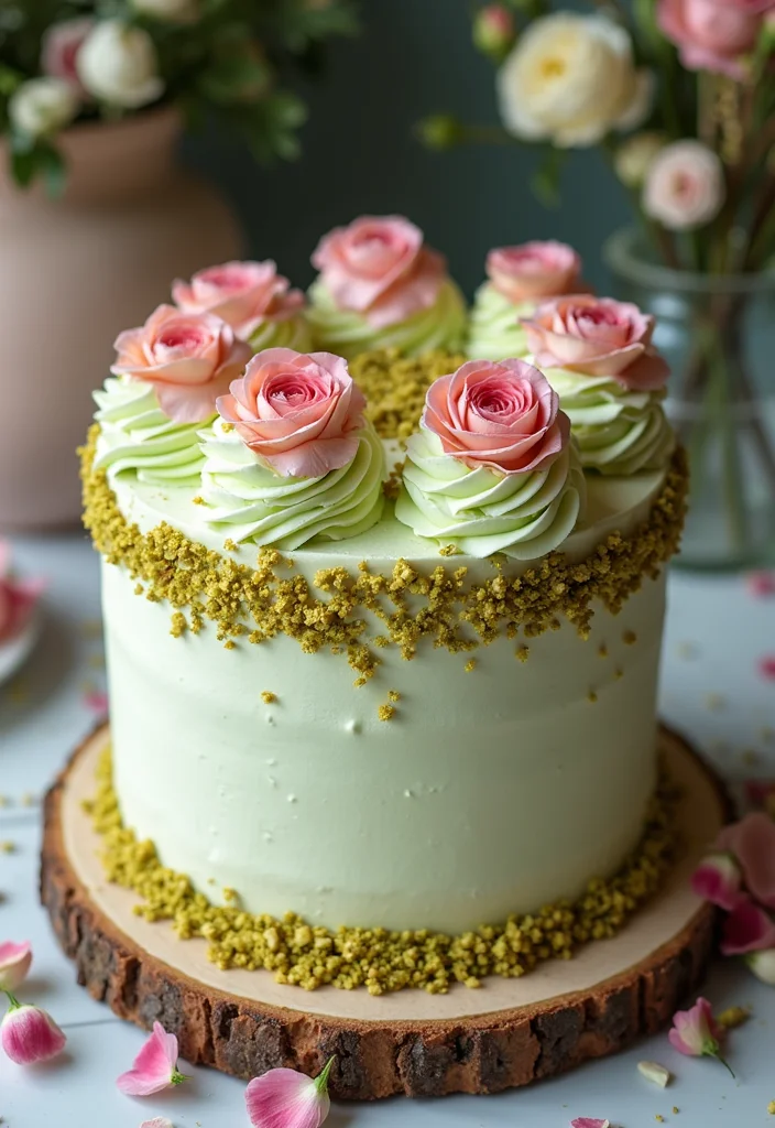 21 Festive Flavor Combinations for 24th Birthday Cakes for Him (Taste the Joy!) - 18. Pistachio Rose Cake