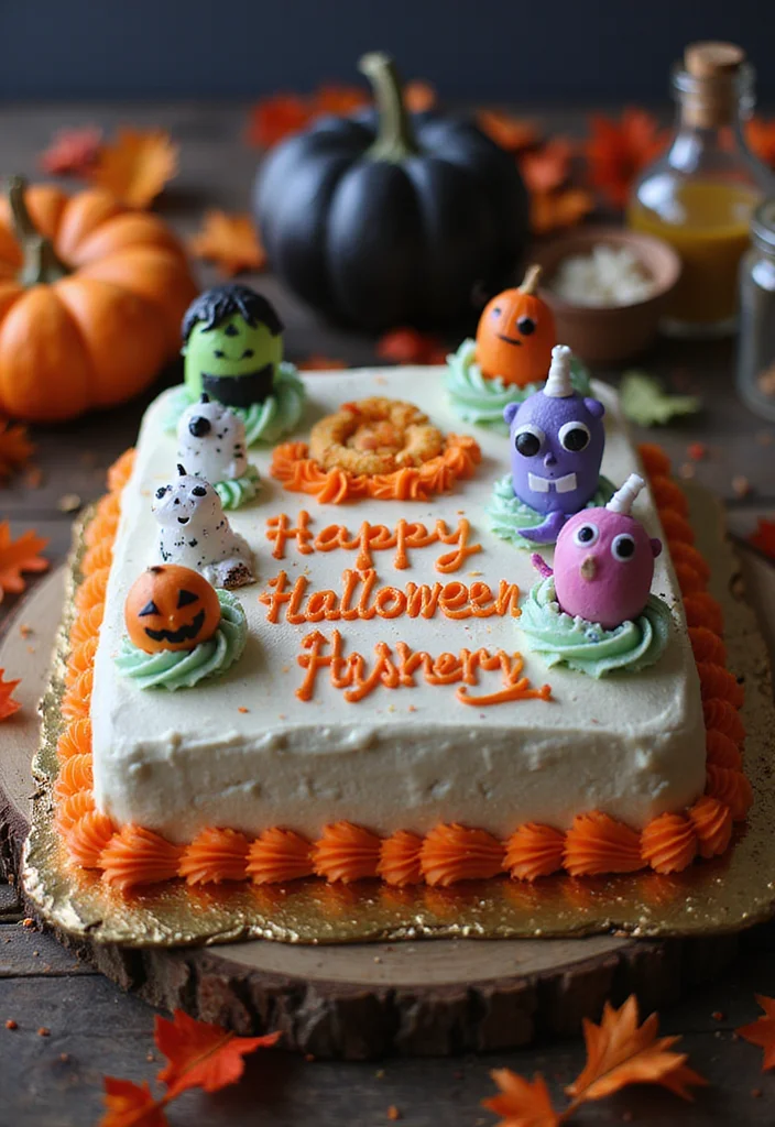 22 Colorful Sheet Cake Ideas That Are as Fun to Make as They Are to Eat! - 18. Fun Halloween Sheet Cake