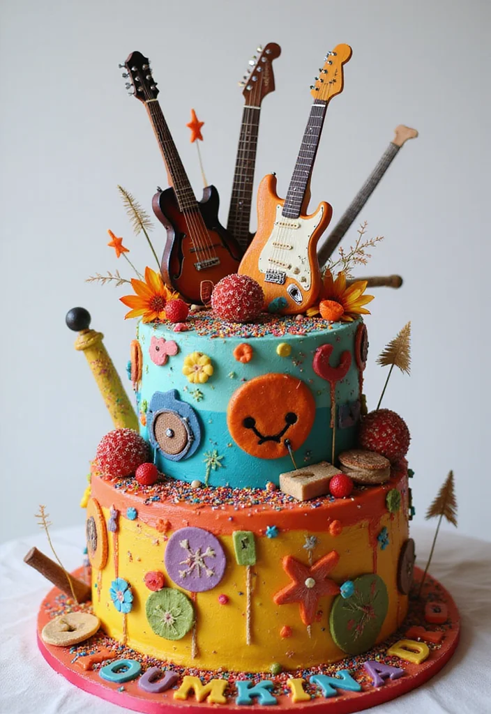 23 Impressive Birthday Cake Designs for Men That Will Steal the Show! - 9. The Music Festival Cake