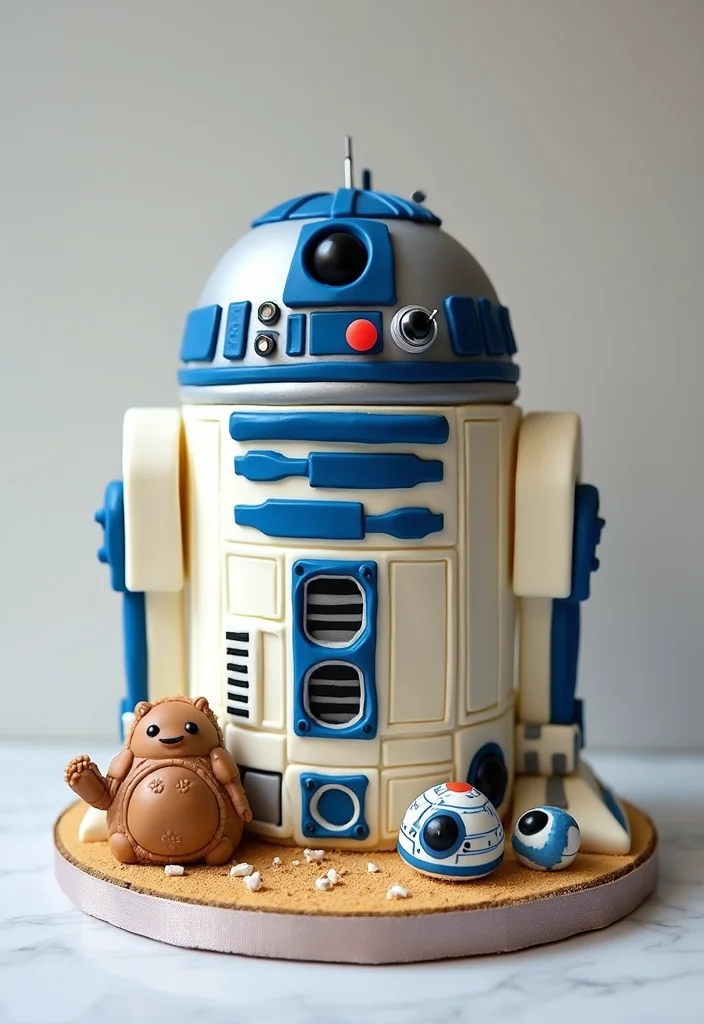 9 Whimsical Star Wars Cake Designs That Are Out of This World! - 6. R2-D2’s Robotic Delight Cake