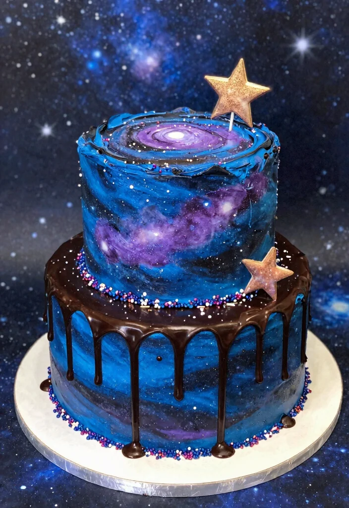 15 Astronaut Cake Birthday Ideas for Space Adventure Fun - 1. Galaxy Drip Cake 1