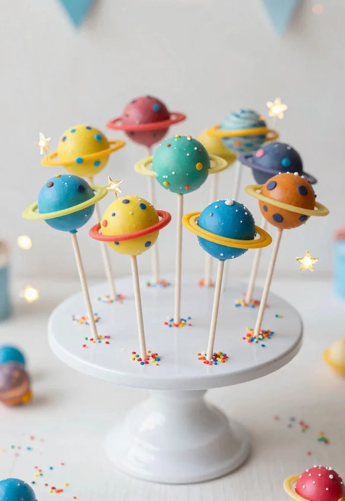 15 Astronaut Cake Birthday Ideas for Space Adventure Fun - 10. Planet Cake Pops 1