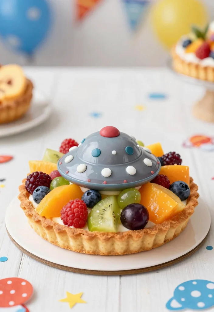15 Astronaut Cake Birthday Ideas for Space Adventure Fun - 14. UFO Fruit Tart 1