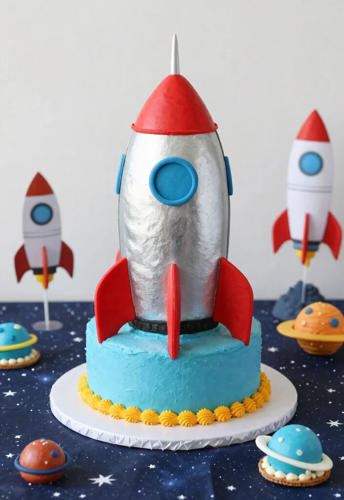 15 Astronaut Cake Birthday Ideas for Space Adventure Fun - 2. Rocket Ship Cake 1
