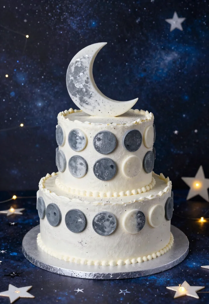 15 Astronaut Cake Birthday Ideas for Space Adventure Fun - 3. Moon Phase Cake 1