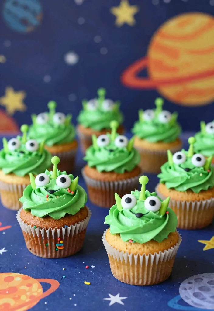 15 Astronaut Cake Birthday Ideas for Space Adventure Fun - 4. Alien Cupcake Surprise 1