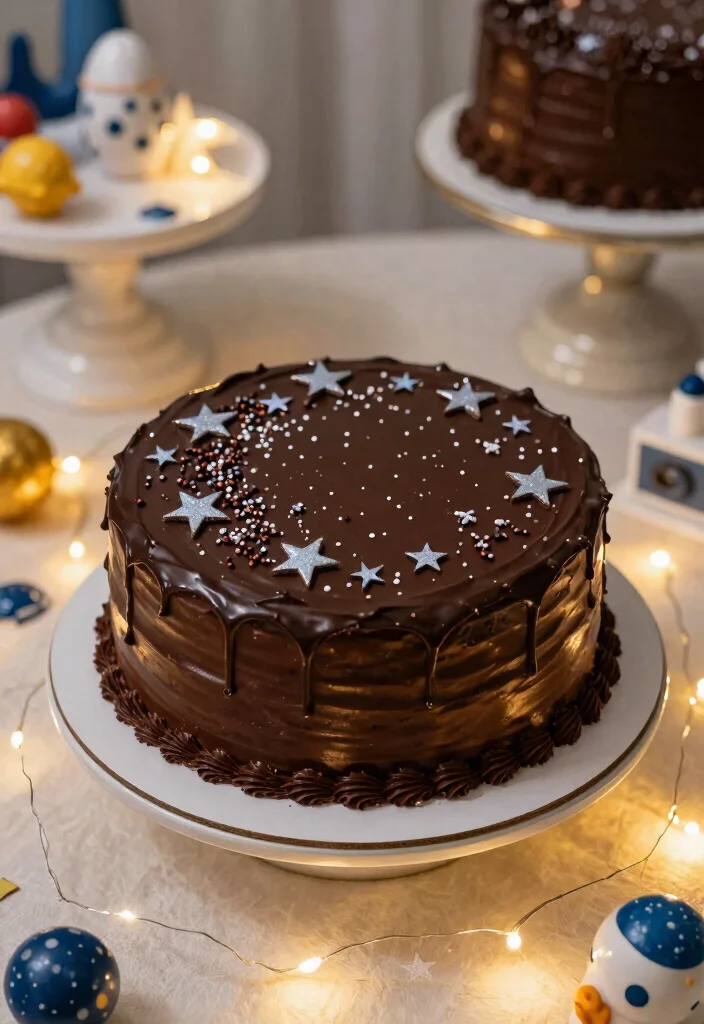 15 Astronaut Cake Birthday Ideas for Space Adventure Fun - 5. Starry Night Chocolate Cake 1