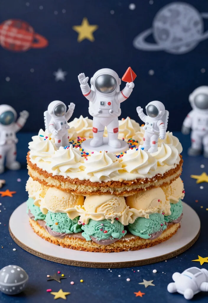 15 Astronaut Cake Birthday Ideas for Space Adventure Fun - 8. Astronaut Ice Cream Cake 1