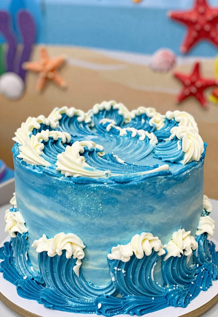 15 Baby Shark Birthday Cake Ideas: Bright Fun Kids Theme - 2. Ocean Wave Delight Cake 1