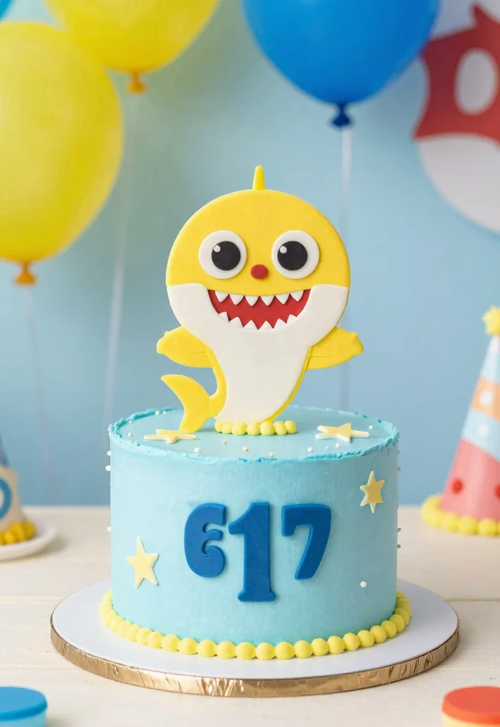 15 Baby Shark Birthday Cake Ideas: Bright Fun Kids Theme - 7. Baby Shark Smash Cake 1