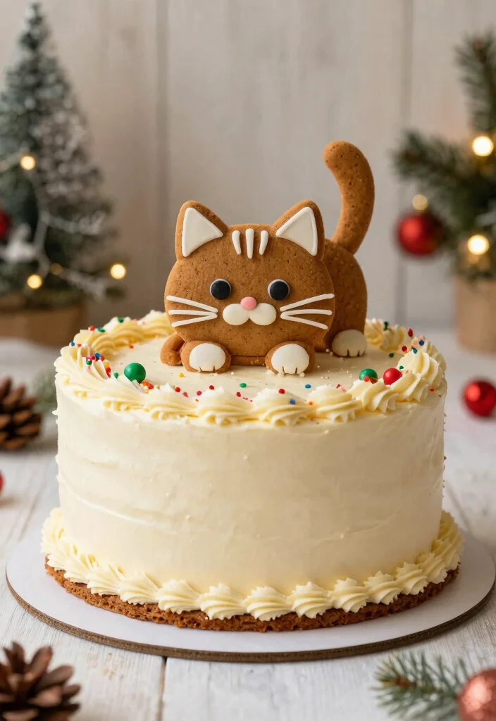 15 Cat Birthday Cake Ideas: Cute Whimsical Themes - 13. Gingerbread Cat Cake 1