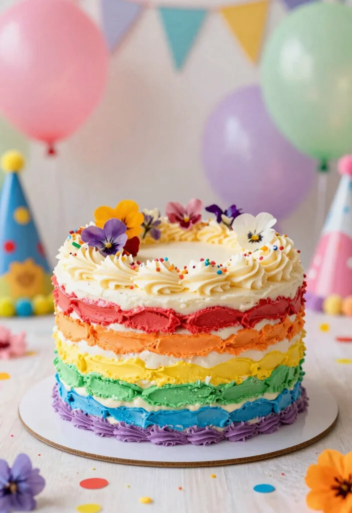 15 Cat Birthday Cake Ideas: Cute Whimsical Themes - 3. Rainbow Purrfection Cake 1