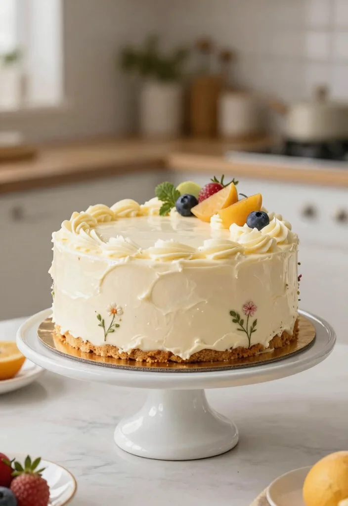 15 Cat Birthday Cake Ideas: Cute Whimsical Themes - 7. Delicate Cream Cheese Cake 1