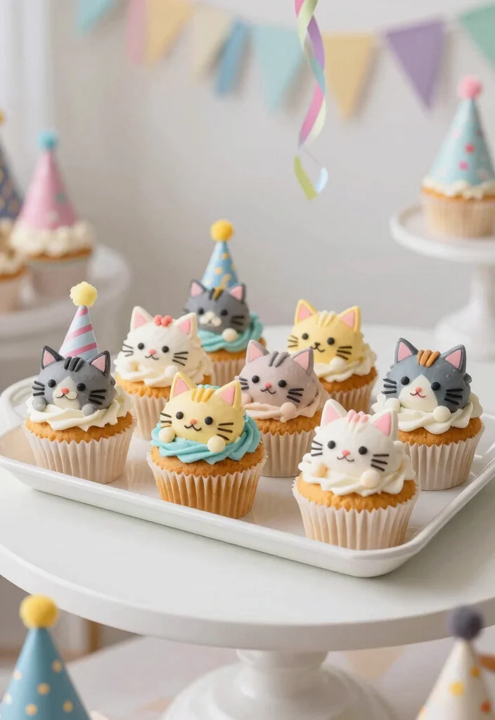 15 Cat Birthday Cake Ideas: Cute Whimsical Themes - 9. Cat Themed Cupcakes 1