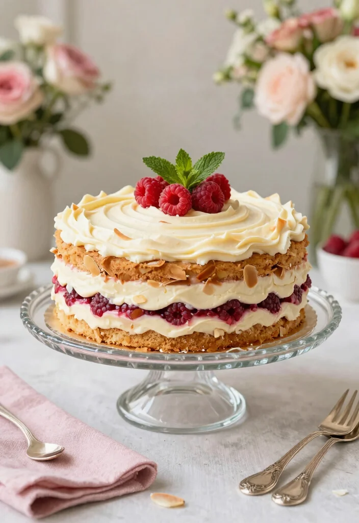 15 Classy 80th Birthday Cake Ideas for Men That Are Timelessly Elegant - 8. Elegant Almond Cake with Raspberry Filling 1